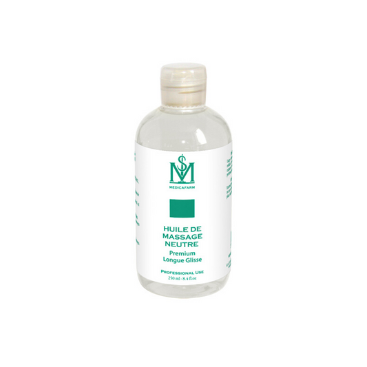 Huile de massage neutre Premium longue glisse - Flacon stop-goutte 250 ml - Medicapharm