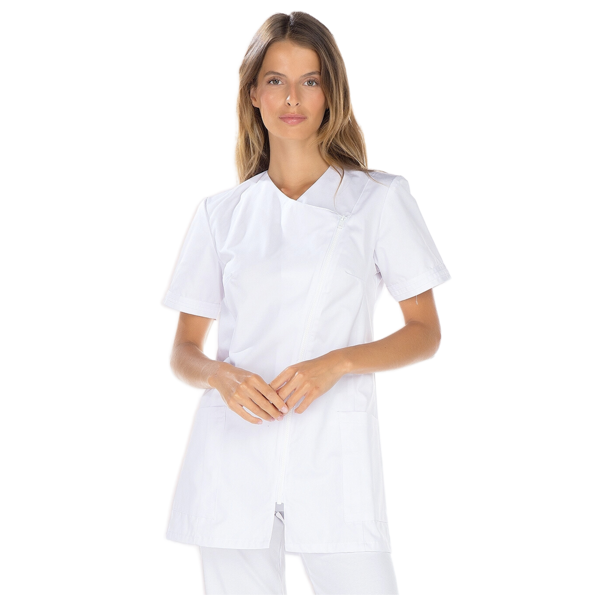 Emilie - Tunique - Fermeture ZIP - Manches courtes - Femme - 75 cm