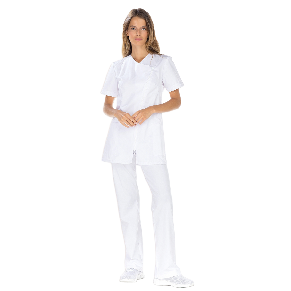 Emilie - Tunique - Fermeture ZIP - Manches courtes - Femme - 75 cm