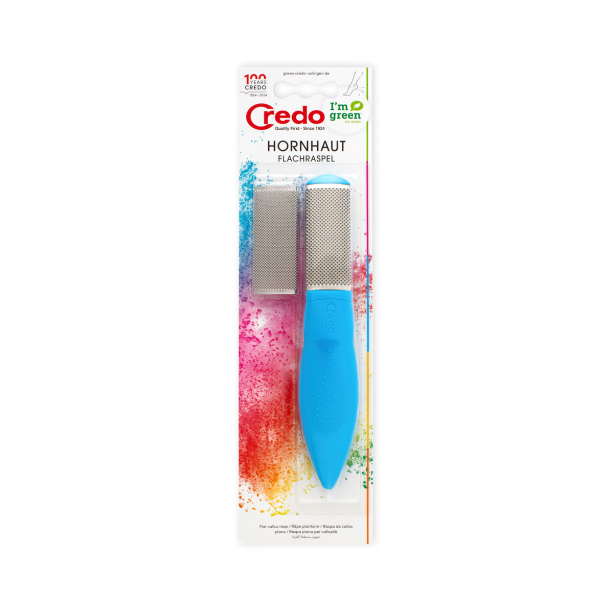 Pedicure file with stainless steel friction surface - 19 cm - Credo