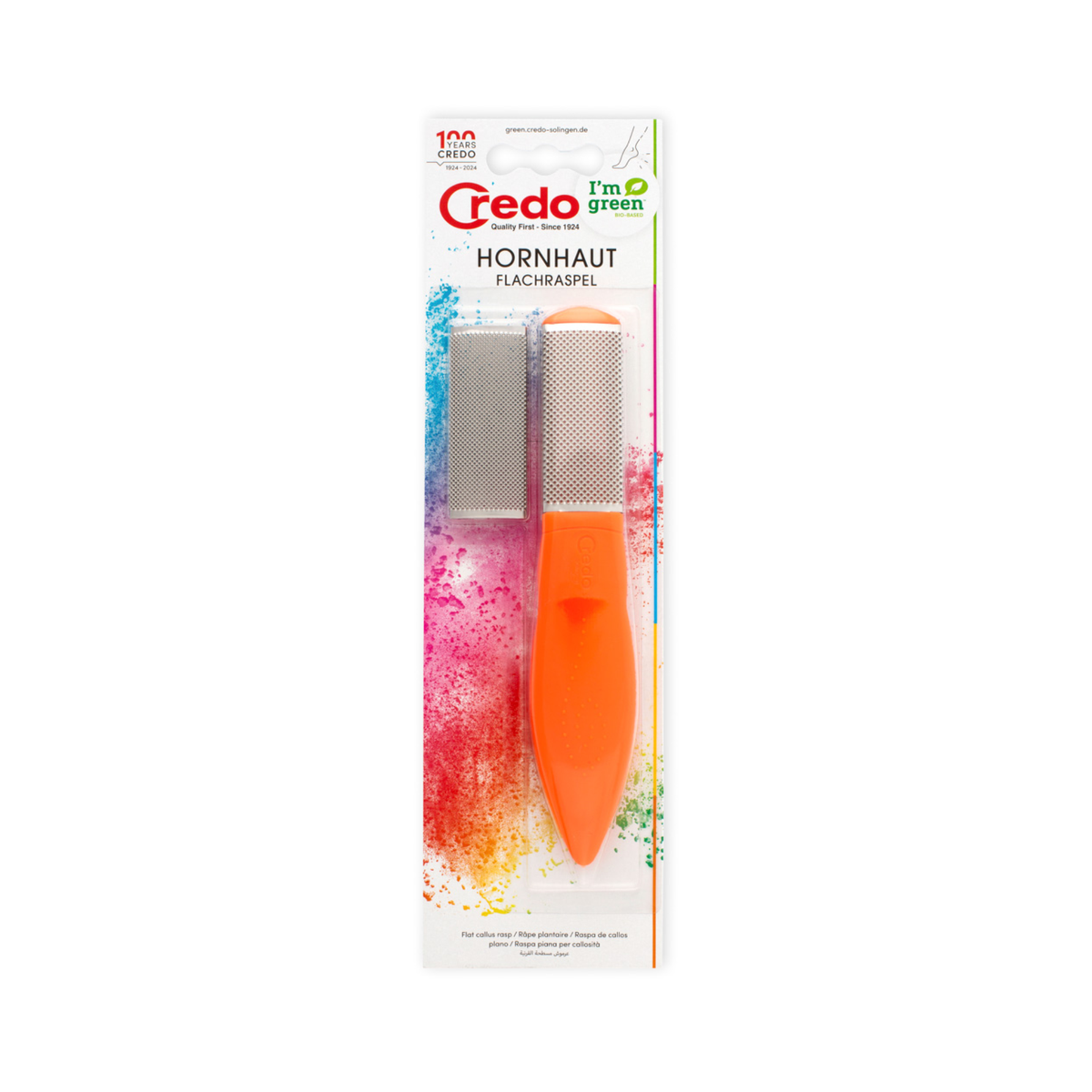 Pedicure file with stainless steel friction surface - 19 cm - Credo