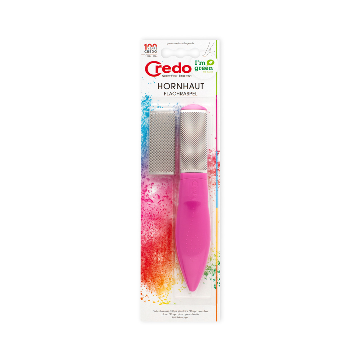 Pedicure file with stainless steel friction surface - 19 cm - Credo