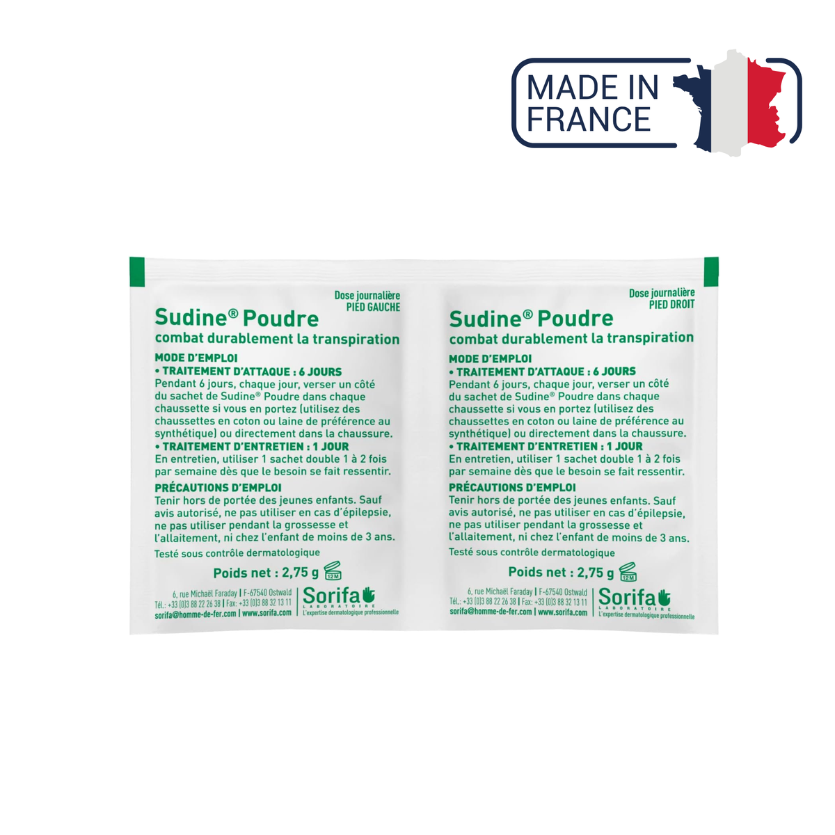 Sudine - Poudre traitement anti-transpirant pour les pieds